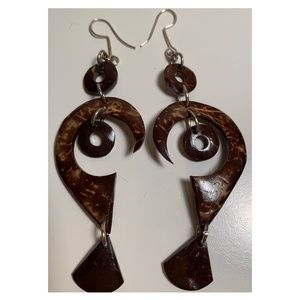 Earrings made out of coconut